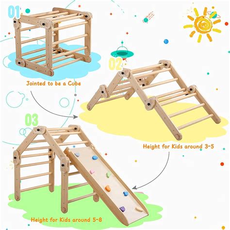 Dripex 8 In 1 Foldable Pikler Triangle With Reversible Ramp Climbing