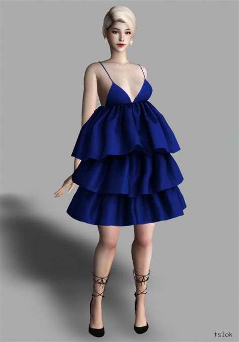 Qt Ruffle Dress By Tslok For The Sims 4 Spring4sims Sims 4 Dresses