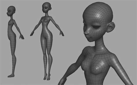 An Alien Woman Is Shown In Three Different Poses Including The Head