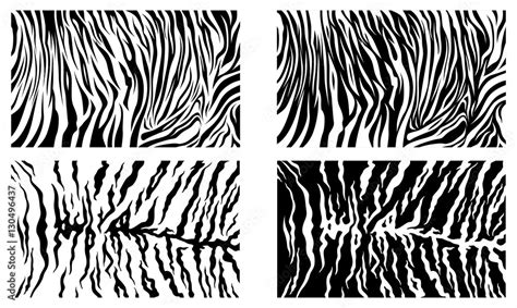 Black Tiger Stripes Vector Pattern Background Stock Collection Stock
