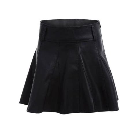 High Waisted Faux Leather Skater Skirt 21 Liked On Polyvore Featuring Skirts Skater Skirt