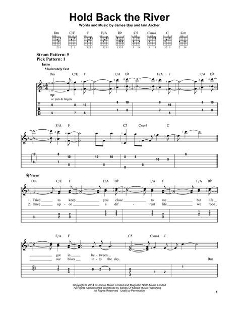 But think that i should've been. Hold Back The River by James Bay - Easy Guitar Tab ...