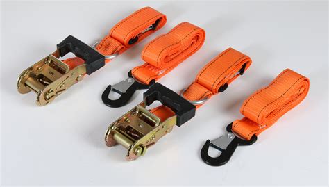 2 Heavy Duty Motorcycle Ratchet Tie Down Straps 8 X 1 12” With Safety Snap 712411003722 Ebay