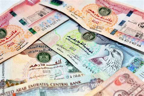 Collection Of Money Banknotes From United Arab Emirates Uae Bills