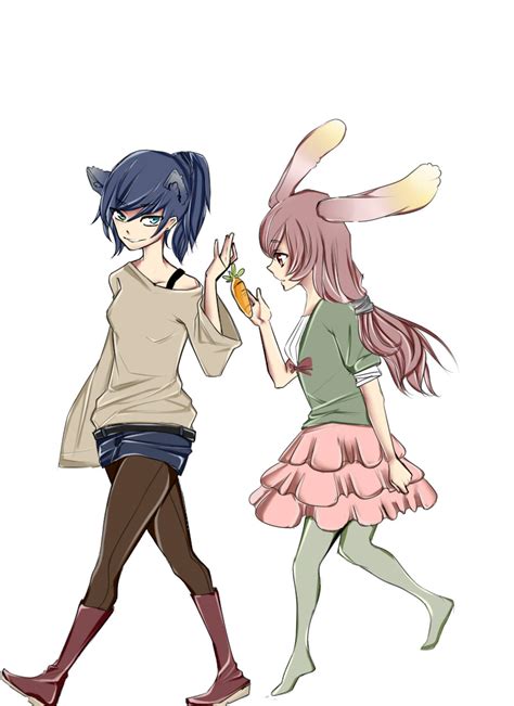 If the bunny ears are attached to a hairband, add fake animal ears. Wolf and Rabbit by DuckyEmpire on DeviantArt