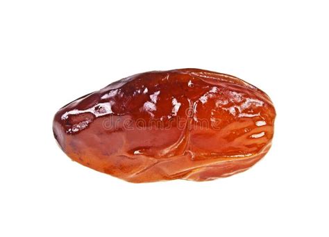 Single Dried Date Fruit On White Background Full Depth Of Field Stock