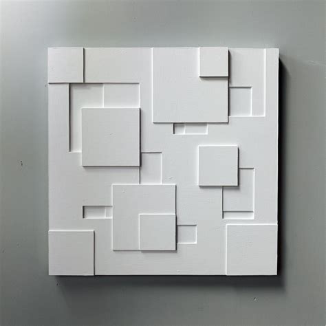 Geometric Wall Art Handmade 410x410mm Midcentury Modern Relief