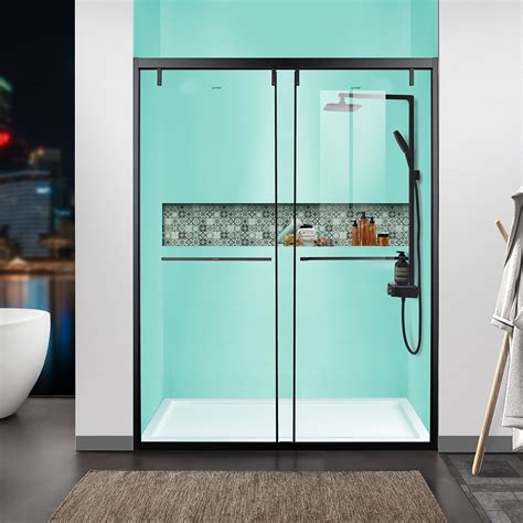 getpro shower door laminated glass double sliding bypass shower enclosure matt black sliding