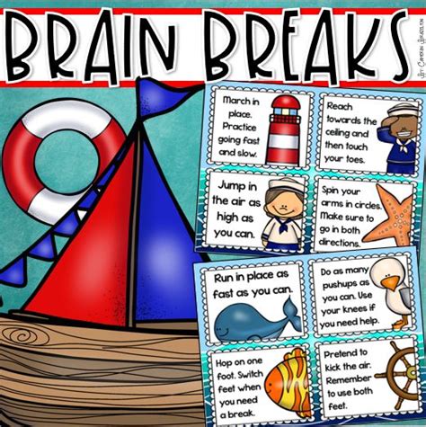 Brain Breaks Movement Cards Nautical Sailing Sea Theme