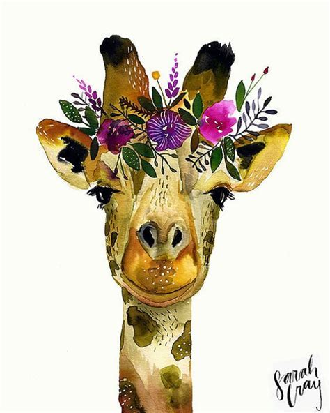 This With Sunflowers Giraffe Kunst Dieren Tekenen Dierlijke