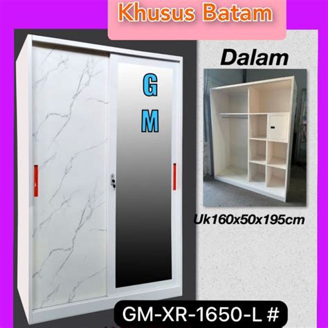 Jual Lemari Pakaian Besi Pintu Sliding Uk160x50x195cmlemari Baju Gm