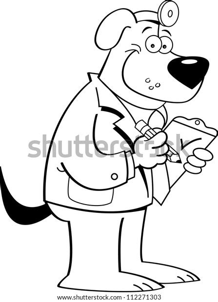 Black White Illustration Dog Doctor Stock Vector Royalty Free