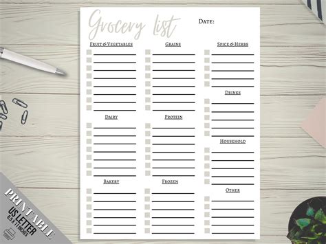 Grocery List Printable Grocery List Grocery List PDF Etsy In 2021