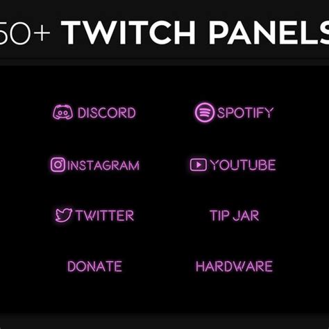 Pink Neon Twitch Panels Streaming Custom Twitch Png Panels Etsy