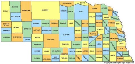 Map Of Counties In Nebraska Canyon South Rim Map