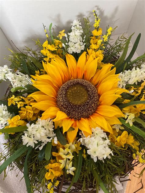 Sunflower Grapevine Wreath Centerpiece Sunflower Wreath Etsy