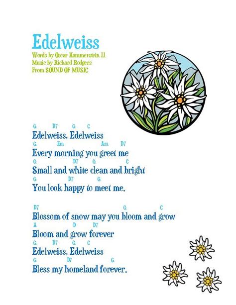/ f e the hills are alive with the sound of music, f6 bb c7 with songs they have sung for a thousand years. Edelweiss, a Beautiful, Illustrated Song | Ukulele songs, Ukelele songs, Ukulele