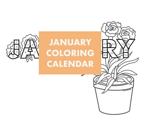 January Coloring Calendar Etsy