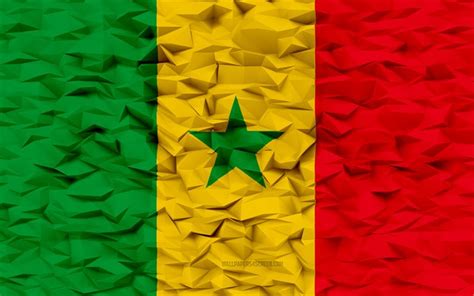 Télécharger Drapeau Du Sénégal 4k Fond De Polygone 3d Texture De