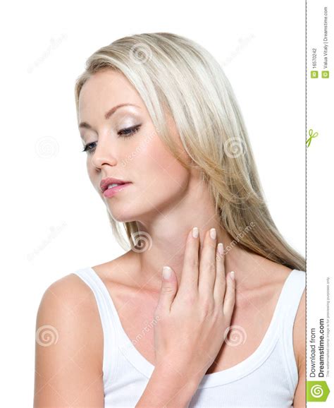 Beautiful Woman With Hand On Neck Stock Photography