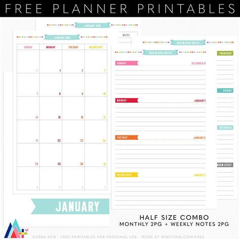 Planner Printables Planner Printables Free Planner Pages Half Page