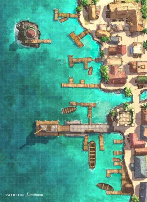 City Port Docks 40x55 Art Battlemaps Fantasy City Map Dnd World