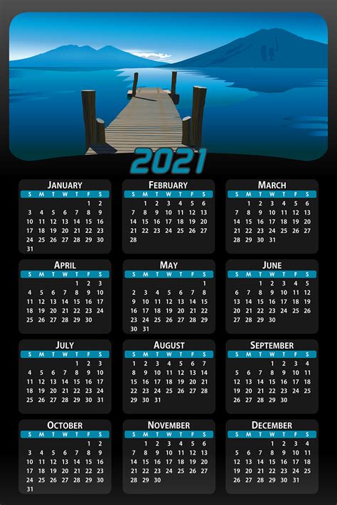 2021 Takvimi Vektörel Calendar for any year and month optionally