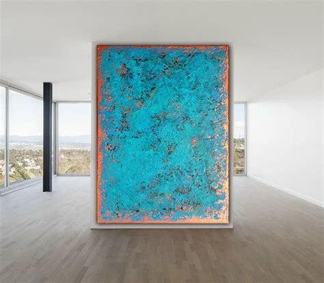 Original Abstract Painting Xlarge Canvas Art Turquoise