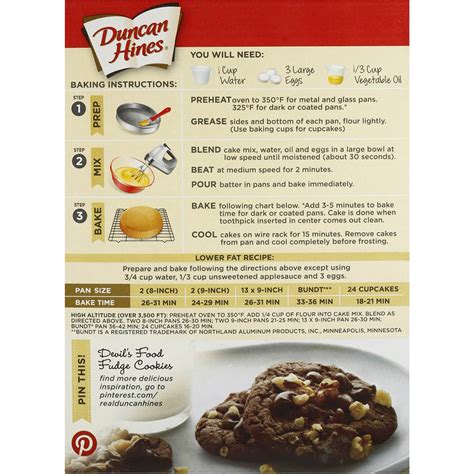 Breads, cakes, cookies, muffins, buns, pies, snacks, rolls Duncan Hines Cake Mix Devils Food 432g | Woolworths