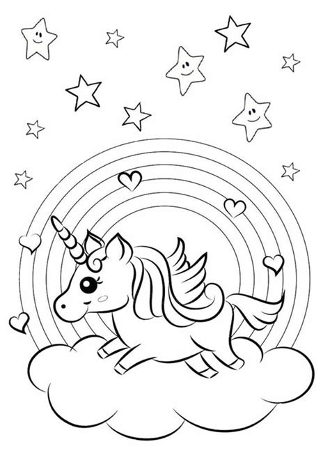 Rainbow Unicorn Coloring Pages