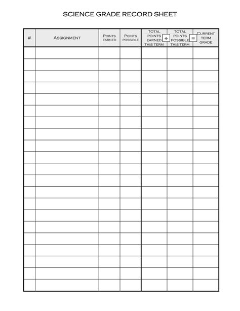 Record Sheet Templates At