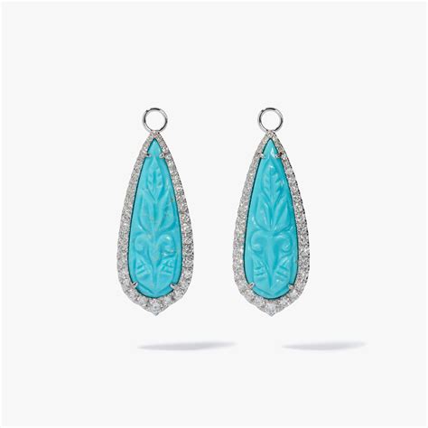 Unique Ct White Gold Turquoise Earring Drops