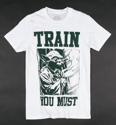 Mens White Star Wars Yoda Train You Must T Shirt