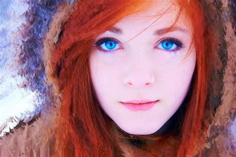 Redhead Woman With Blue Eyes Redhead Face Eyes Blue Winter Hd