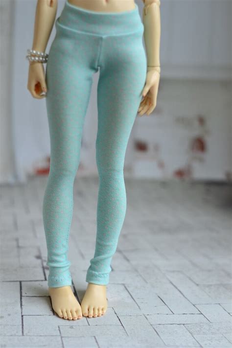 Blue With Pink Polka Dot Leggings For Doll 14 By Candydollshop
