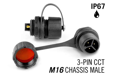 M16 3 Polige Ip67 Waterdichte Chassis Connector Male Cct