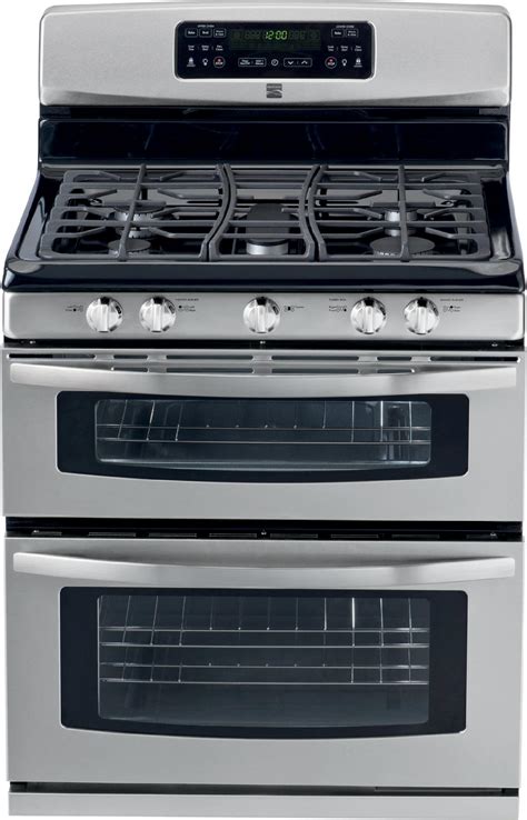 kenmore 5 8 cu ft double oven gas range stainless steel w black shop your way online