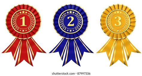 Ribbon Awards First Second Third Place Stock Illustration 87997336