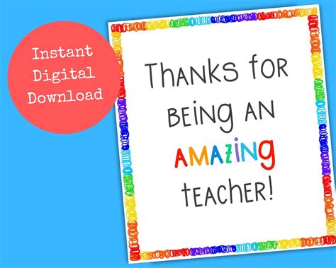 Teacher Appreciation T Tag Printable Teacher Appreciation Etsy