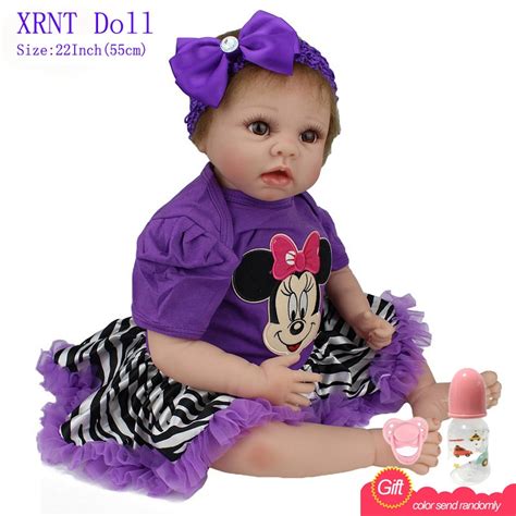 55cm Minnie Mouse Purple Dress Doll Silicone Reborn Realistic Baby