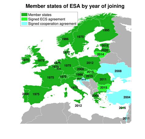 Member States Of Esa European Space Agency Reurope