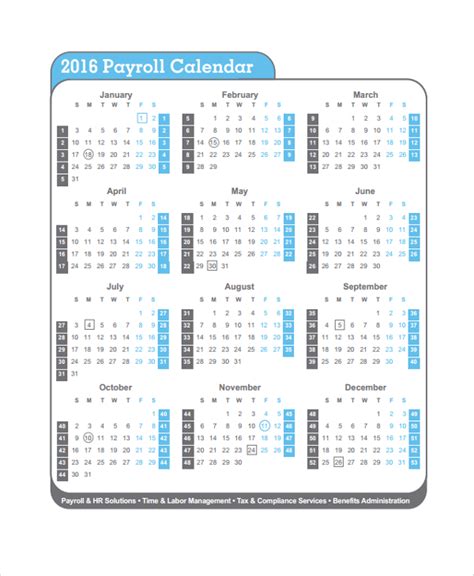 Payroll Calendar Template Editable