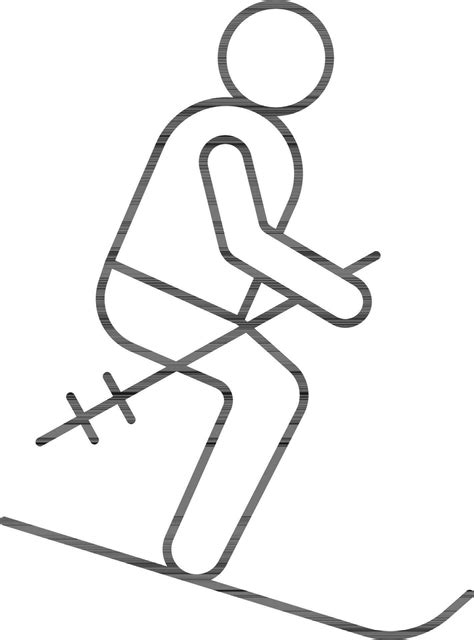 Skiing Man Holding With Stick Line Art Icon 24454871 Vector Art At