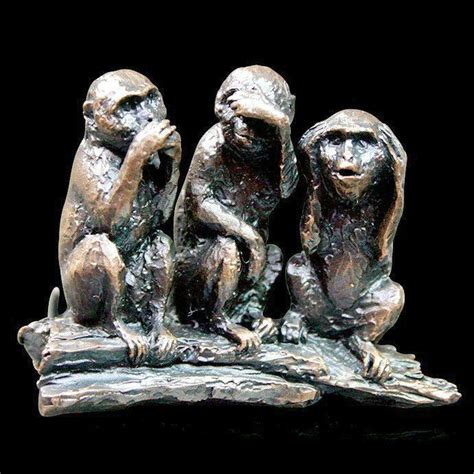 Three Wise Monkeys Bronze Sculpture By Michael Simpson 609