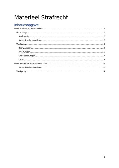 Materieel Strafrecht Hoorcolleges Materieel Strafrecht Week Schuld