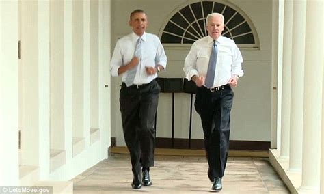 Barack Obama And Joe Biden Jogging At White House For Lets Move Campaign