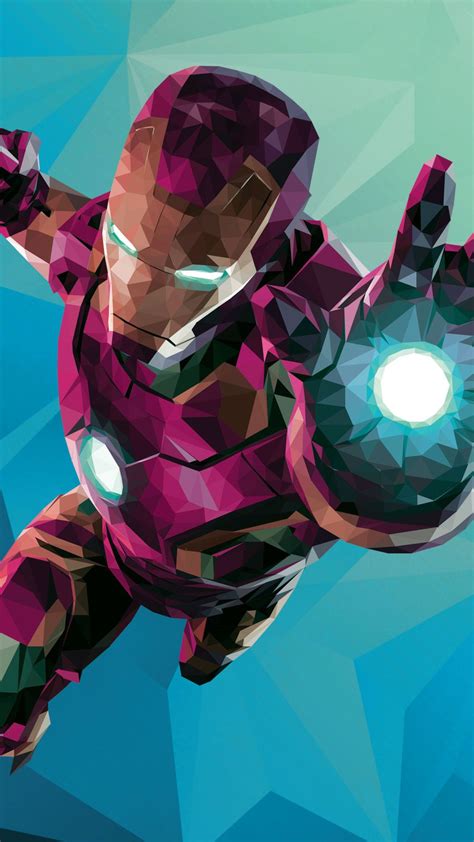 Low Poly Iron Man Graphic Design Mobile Wallpaper (iPhone, Android