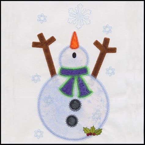 Snowman 1 Applique Embroidery Design Actual Design Size Is 6 116 X 9