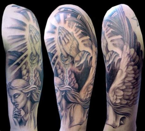 Angel clouds tattoo on man right shoulder. Pin on tattoos