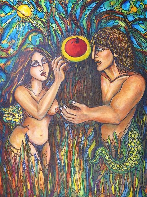 Temptation Of Adam And Eve Painting By Rae Chichilnitsky
